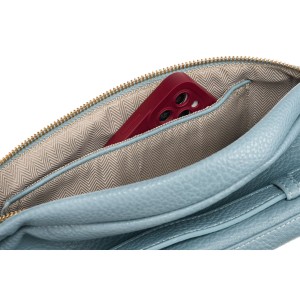 Modna sportowa niebieska saszetka damska na biodra, na ramię lub przez ramię nerka crossbody z eko skóry Peterson
