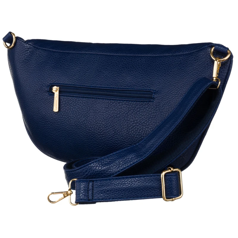 Duża granatowa nerka damska biodrówka saszetka ze skóry ekologicznej crossbody Peterson