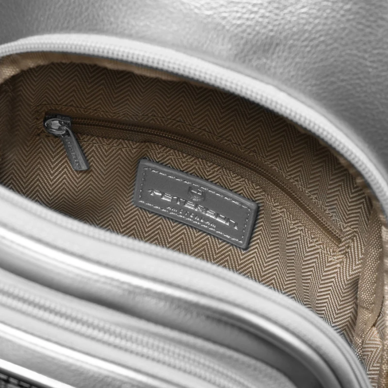 Modna srebrna saszetka damska z eko skóry nerka na ramię crossbody Peterson