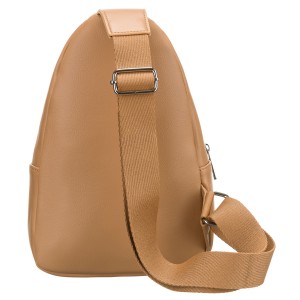 Sportowa beżowa saszetka damska na ramię nerka crossbody ze skóry ekologicznej Peterson