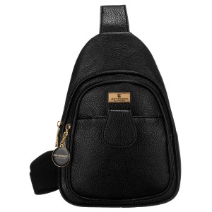 Czarna saszetka damska crossbody plecaczek na jedno ramię eko skóra Peterson