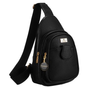 Czarna saszetka damska crossbody plecaczek na jedno ramię eko skóra Peterson