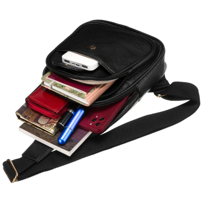 Czarna saszetka damska crossbody plecaczek na jedno ramię eko skóra Peterson