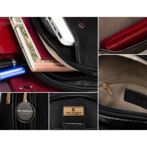 Czarna saszetka damska crossbody plecaczek na jedno ramię eko skóra Peterson