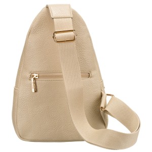 Modna i funkcjonalna beżowa saszetka damska crossbody z eko skóry Peterson
