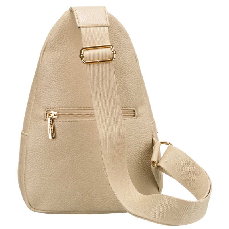 Modna i funkcjonalna beżowa saszetka damska crossbody z eko skóry Peterson