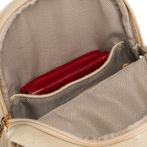 Modna i funkcjonalna beżowa saszetka damska crossbody z eko skóry Peterson