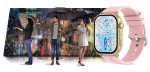 Smartwatch Gravity GT15-7 Różowy Pasek Silikonowy + Złota Bransoleta