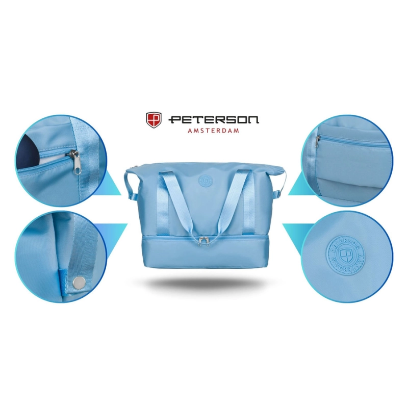Torba podróżna z wytrzymałego poliestru w błękitnym kolorze - Peterson