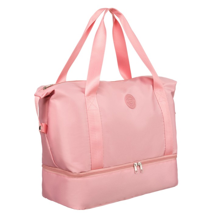 Różowa torba weekendowa z wytrzymałego poliestru zawieszona na wygodnych uchwytach - Peterson