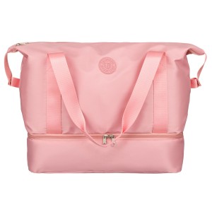 Różowa torba weekendowa z wytrzymałego poliestru zawieszona na wygodnych uchwytach - Peterson