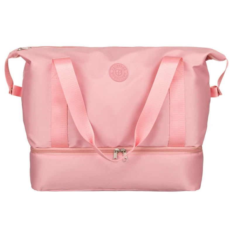 Różowa torba weekendowa z wytrzymałego poliestru zawieszona na wygodnych uchwytach - Peterson