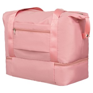 Różowa torba weekendowa z wytrzymałego poliestru zawieszona na wygodnych uchwytach - Peterson