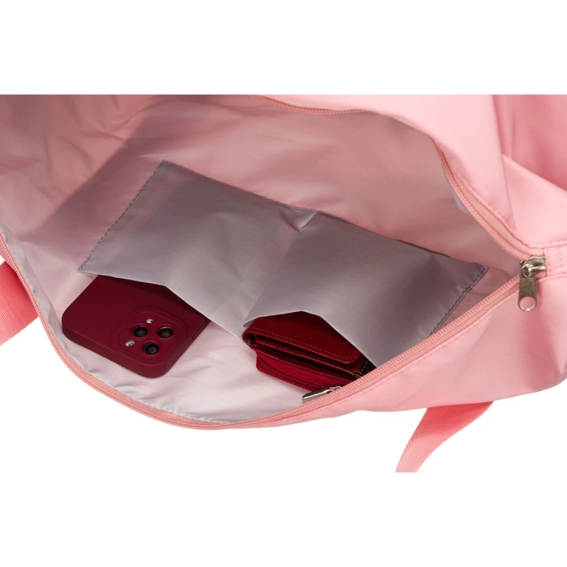 Różowa torba weekendowa z wytrzymałego poliestru zawieszona na wygodnych uchwytach - Peterson