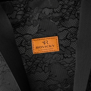 Duży, czarny shopper damski zawieszony na uchwytach i regulowanym pasku - Rovicky