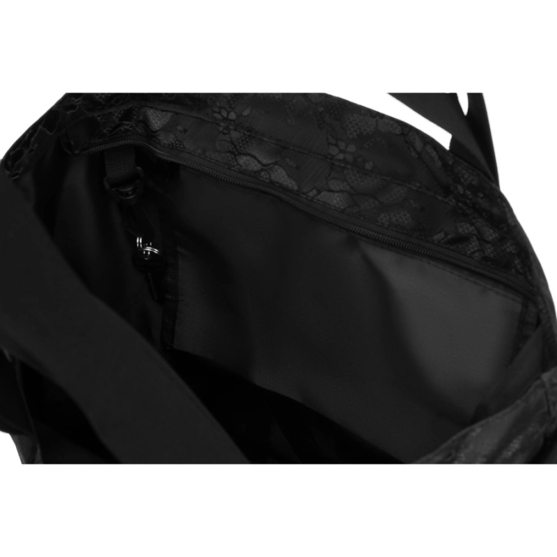 Duży, czarny shopper damski zawieszony na uchwytach i regulowanym pasku - Rovicky