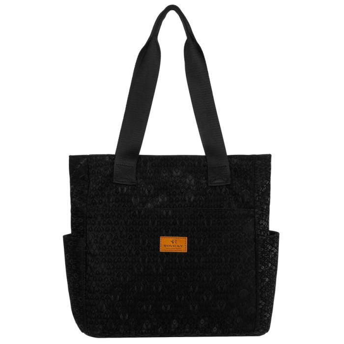 Torba materiałowa shopper w czarnym kolorze - Rovicky