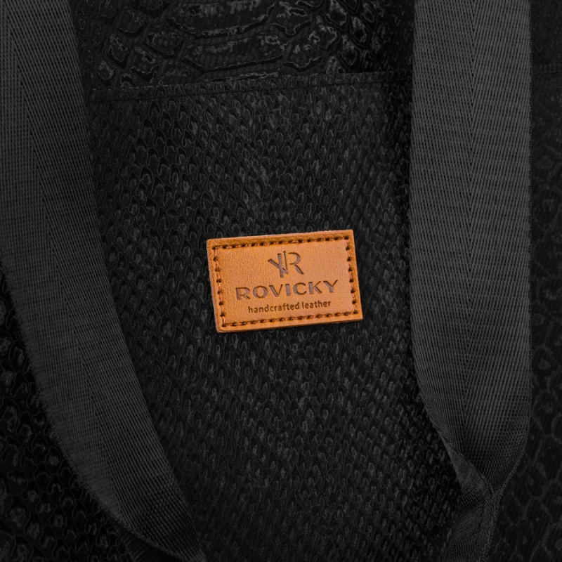 Duży shopper damski z poliestru w czarnym kolorze - Rovicky