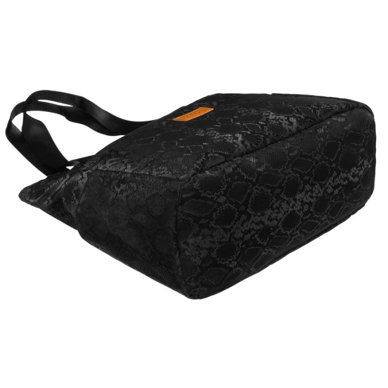 Czarny shopper damski z poliestru zawieszony na wygodnych uchwytach - Rovicky