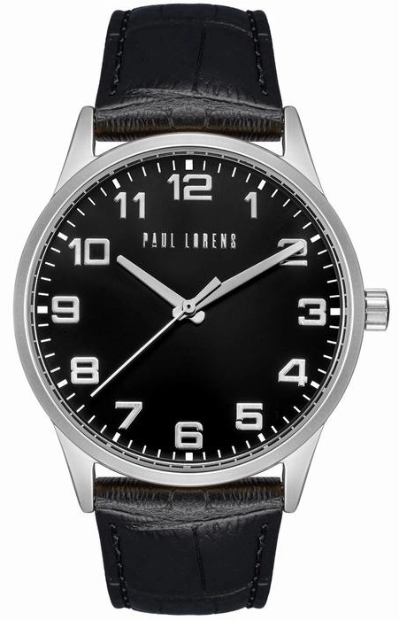 Zegarek męski Paul Lorens PL20022A-1A1 z czarną tarczą i srebrną kopertą 41 mm.webp