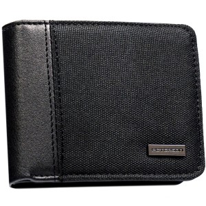 Czarny, kompaktowy portfel męski wykonany ze skóry ekologicznej - Peterson