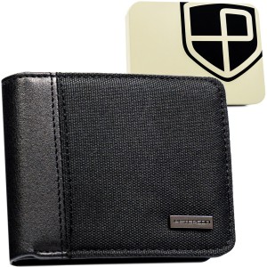 Czarny, kompaktowy portfel męski wykonany ze skóry ekologicznej - Peterson