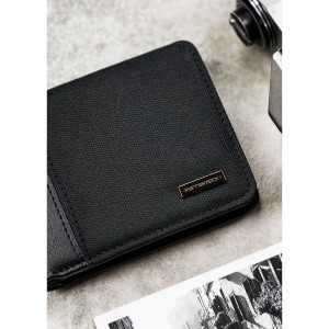 Czarny, kompaktowy portfel męski wykonany ze skóry ekologicznej - Peterson