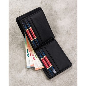 Czarny, kompaktowy portfel męski wykonany ze skóry ekologicznej - Peterson