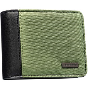 Zielono-czarny portfel męski wykonany ze skóry ekologicznej, model z systemem RFID - Peterson