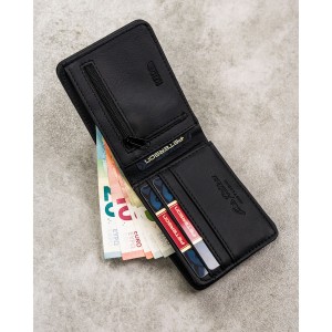 Zielono-czarny portfel męski wykonany ze skóry ekologicznej, model z systemem RFID - Peterson