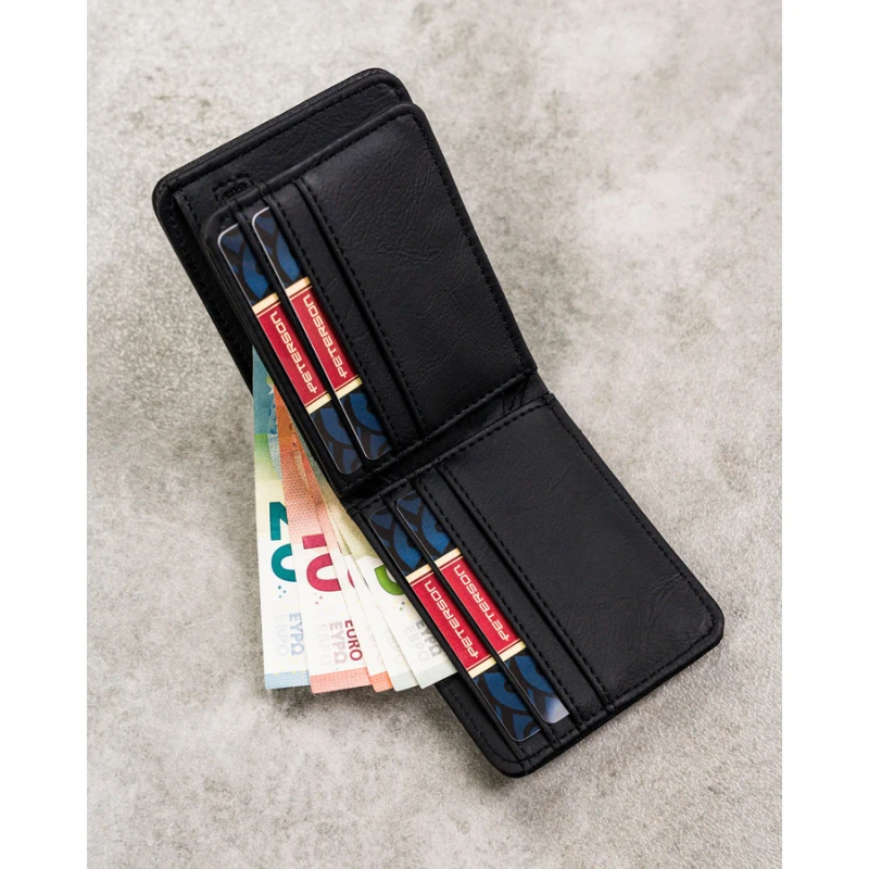 Zielono-czarny portfel męski wykonany ze skóry ekologicznej, model z systemem RFID - Peterson