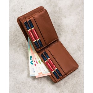 Brązowy portfel męski bez zapięcia wykonany ze skóry ekologicznej - Peterson