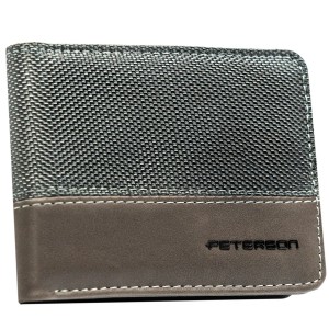 Szary portfel męski bez zapięcia zewnętrznego z systemem RFID - Peterson