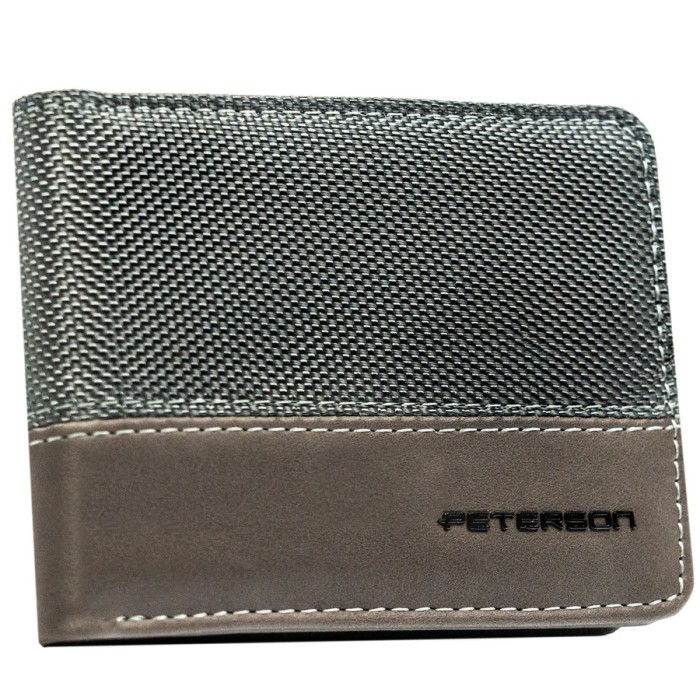Szary portfel męski bez zapięcia zewnętrznego z systemem RFID - Peterson