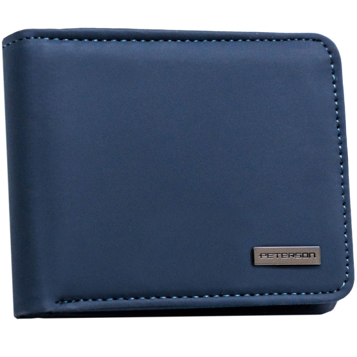 Granatowy, mały portfel męski wykonany ze skóry ekologicznej - Peterson