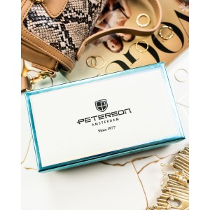 Czerwony portfel damski ze skóry naturalnej i ekologicznej zamykany zatrzaskiem - Peterson