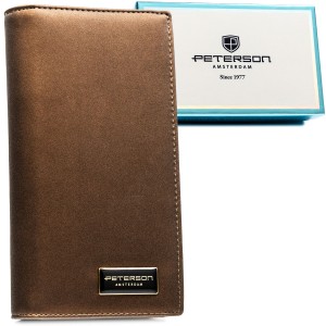 Brązowy portfel damski ze skóry naturalnej i ekologicznej z systemem RFID - Peterson