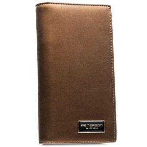 Brązowy portfel damski ze skóry naturalnej i ekologicznej z systemem RFID - Peterson