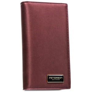 Portfel damski ze skóry naturalnej i ekologicznej w fioletowym kolorze zamykany na magnes i suwak - Peterson
