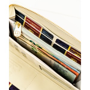 Portfel-piórnik damski w kwiaty wykonany ze skóry naturalnej i ekologicznej - Peterson