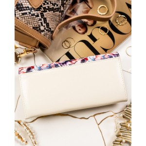 Elegancki portfel damski w kwiaty wykonany ze skóry naturalnej i ekologicznej - Peterson