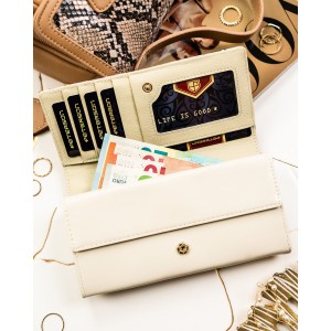 Elegancki portfel damski w kwiaty wykonany ze skóry naturalnej i ekologicznej - Peterson