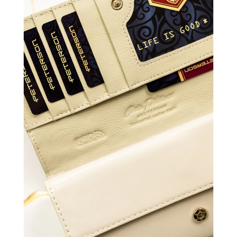 Elegancki portfel damski w kwiaty wykonany ze skóry naturalnej i ekologicznej - Peterson