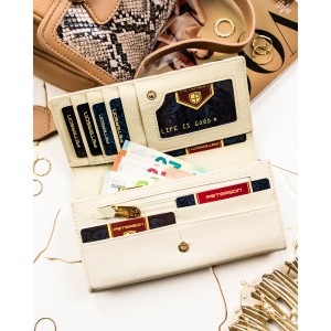 Portfel damski w kwiaty wykonany ze skóry naturalnej i ekologicznej - Peterson