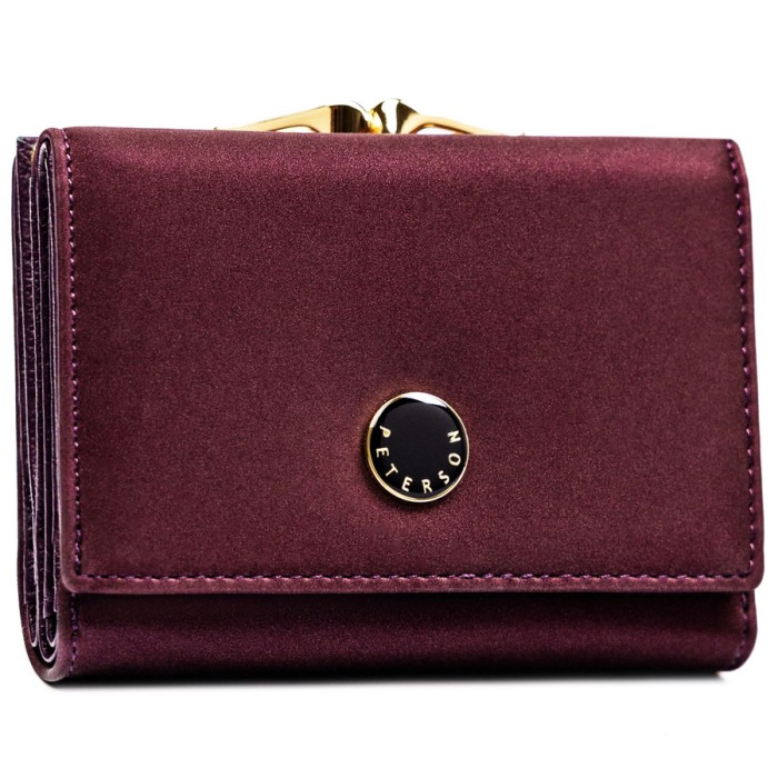 Średniej wielkości portfel damski wykonany ze skóry naturalnej i ekologicznej w fioletowym kolorze - Peterson