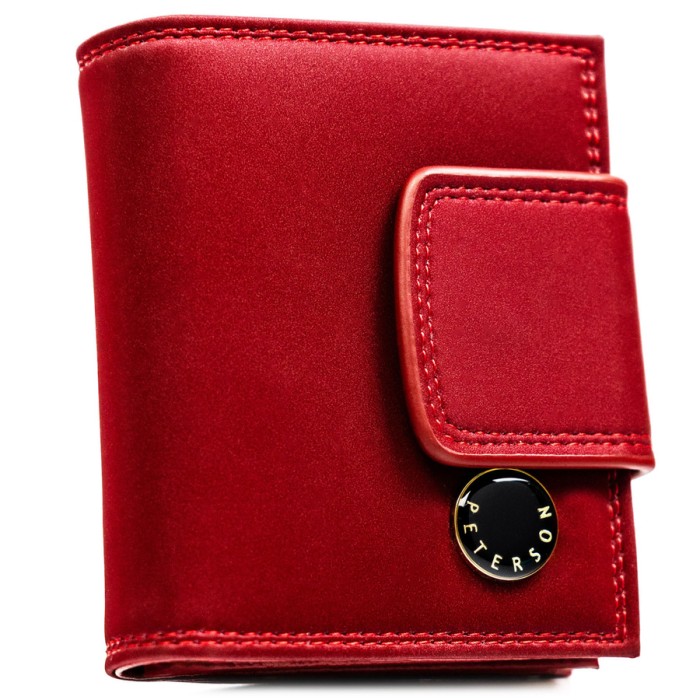 Czerwony portfel damski ze skóry naturalnej i ekologicznej z systemem RFID - Peterson