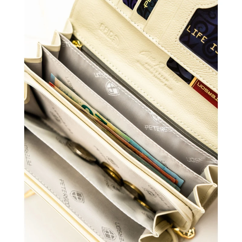 Pojemny portfel damski w kwiaty wykonany ze skóry naturalnej i ekologicznej - Peterson