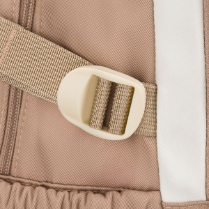 Młodzieżowy plecak szkolny z poliestru w beżowo-różowym kolorze z przegrodą na laptopa - Peterson