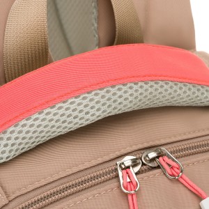 Młodzieżowy plecak szkolny z poliestru w beżowo-różowym kolorze z przegrodą na laptopa - Peterson