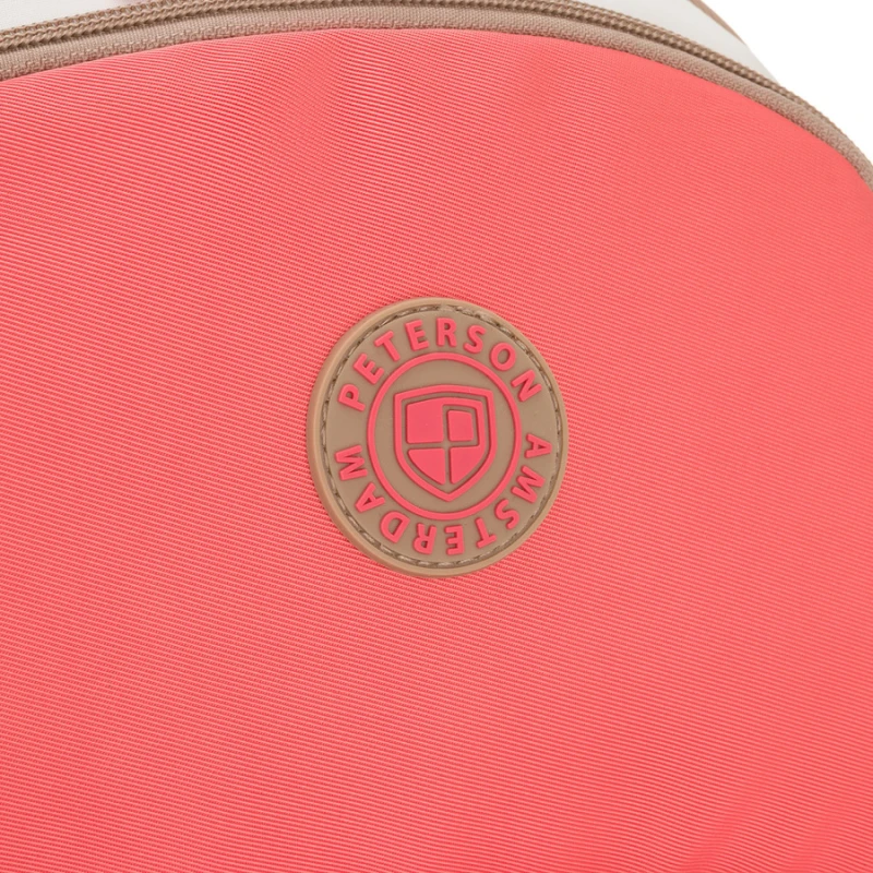 Młodzieżowy plecak szkolny z poliestru w beżowo-różowym kolorze z przegrodą na laptopa - Peterson
